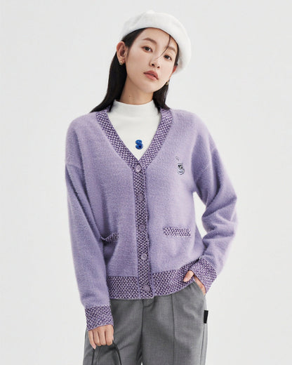 Gilet violet en laine douce pour moments de détente