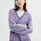 Gilet violet avec col en V et motifs amusants