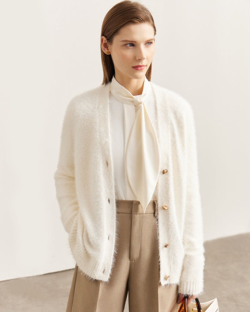 Gilet ample blanc cassé, parfait pour un look tendance