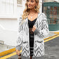 Gilet long bicolore femme, motifs ethniques, vue de face