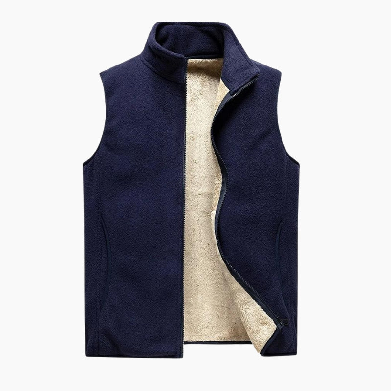 Gilet bleu marine sans manches en mouton synthétique pour femme