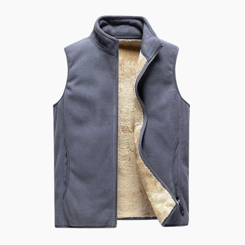 Gilet sans manches gris en peluche pour femme