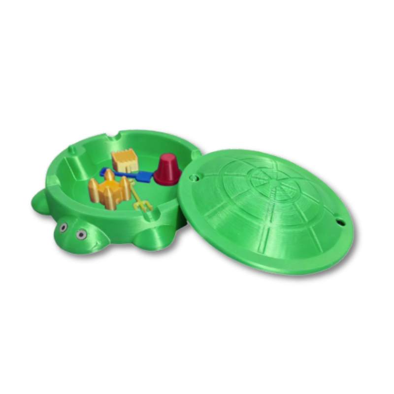 Sandbox sensoriel vert avec pelle et râteau inclus