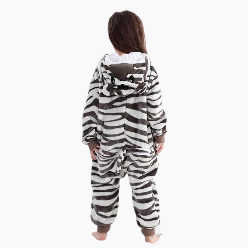 Grenouillère zèbre fille avec capuche oreilles zèbre