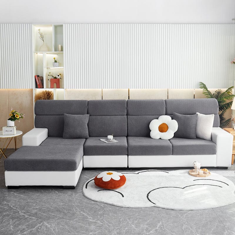 Housse polaire grise, ajustement parfait sur coussin