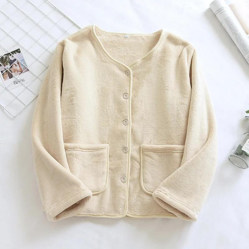 Haut de pyjama en Pilou, manches longues, couleur crème