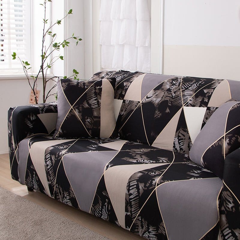 Housse de canapé avec motif jacquard sur un canapé trois places