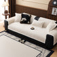 Housse beige clair sur canapé, texture chenillé côtelé