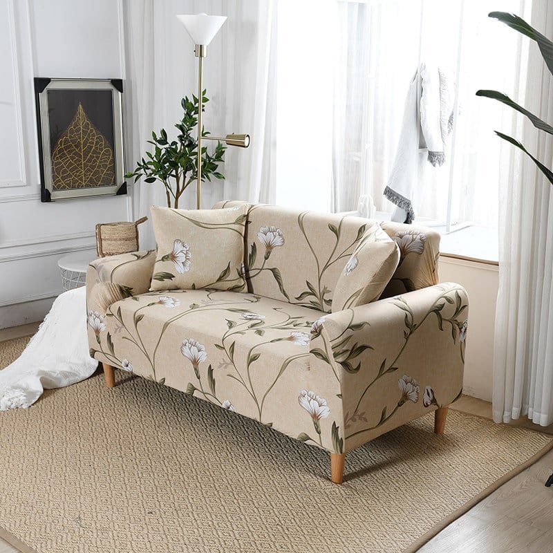 Installation facile de la housse sur un canapé droit