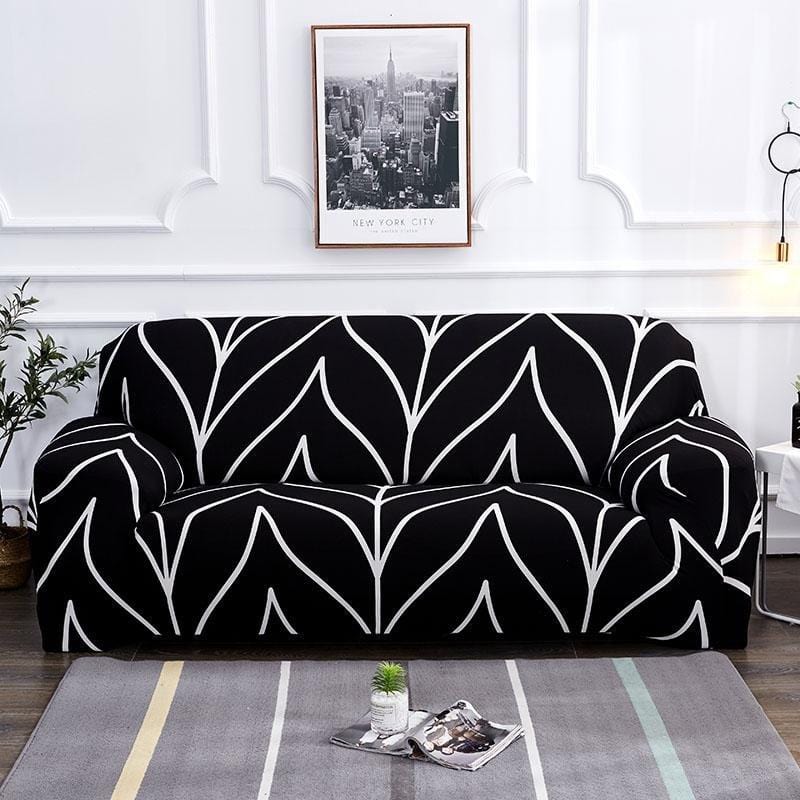 Housse de canapé noire, installation facile et rapide