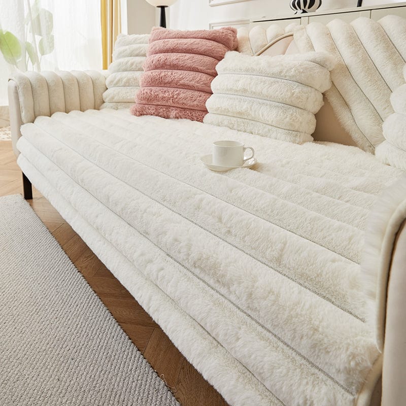 Housse de canapé blanche avec texture douce et luxueuse