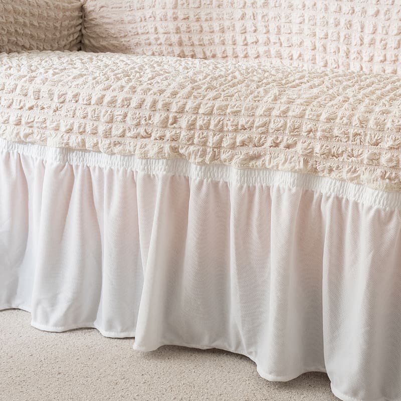 Gros plan sur le tissu extensible blanc cassé