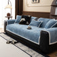 Housse de canapé bleu en tissu chenillé côtelé avec relief 3D