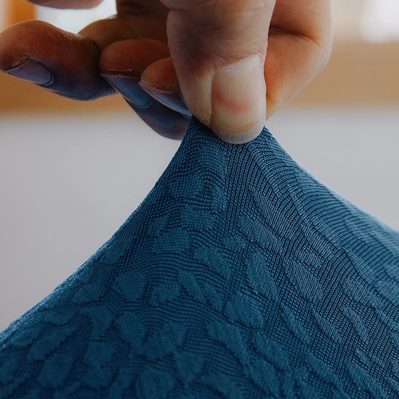 Housse de canapé bleue en jacquard, vue de face