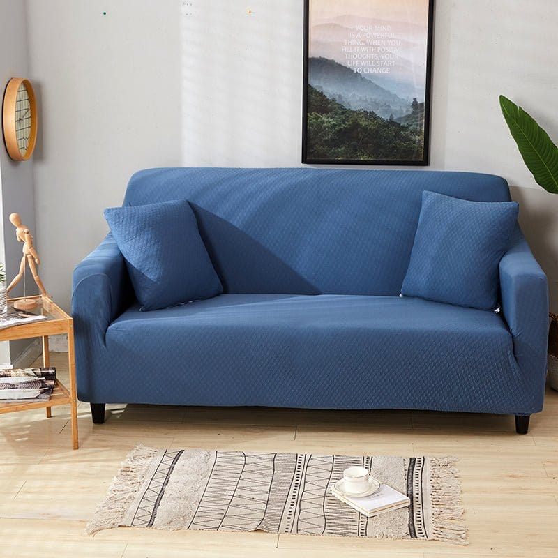 Housse bleue en jacquard, démonstration de sa durabilité