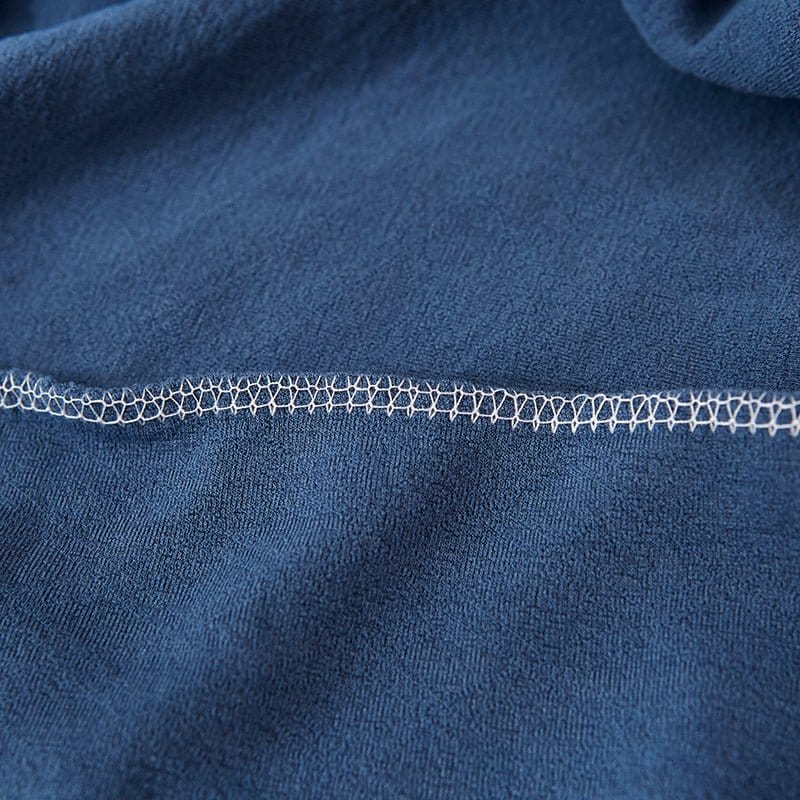 Housse bleue en jacquard, mise en place rapide illustrée