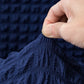 Détail du tissu résistant et doux de la housse bleue