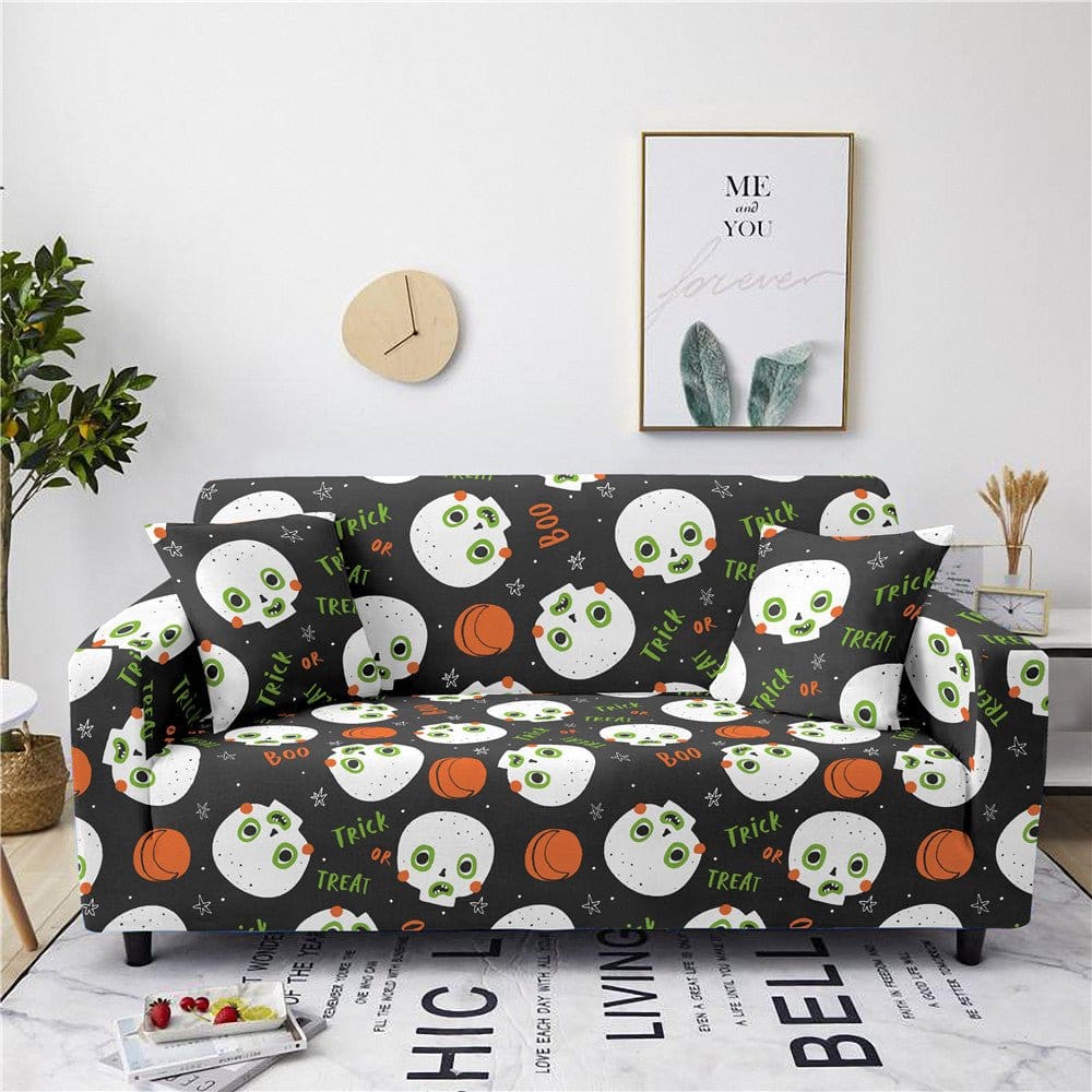 Housse de canapé extensible à motif Halloween, vue de face