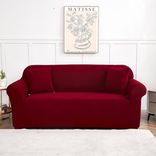 Housse bordeaux en jacquard, démonstration de confort