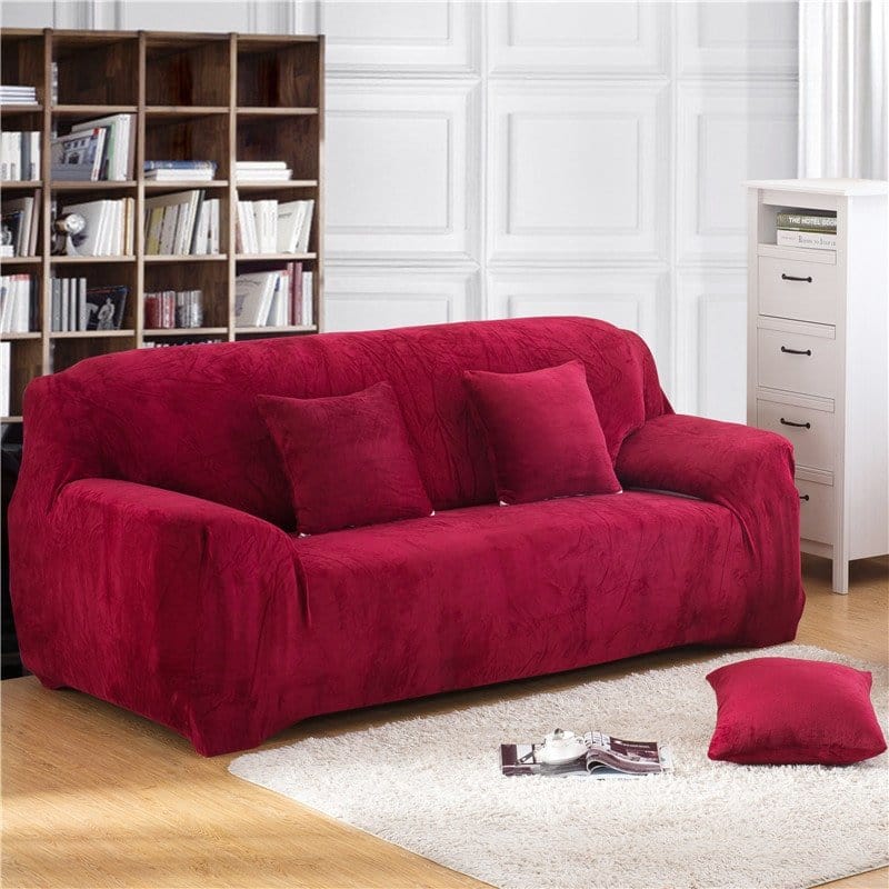 Zoom sur texture velours bordeaux, détail de la housse