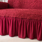 Détail du tissu extensible bordeaux, texture visible