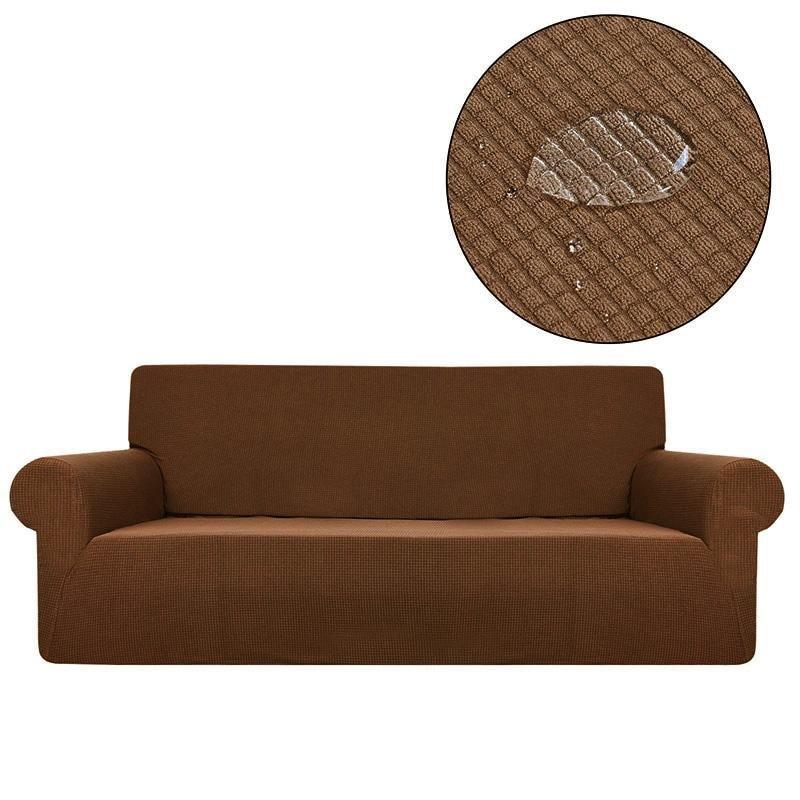 Housse extensible ajustée sur un canapé d'angle