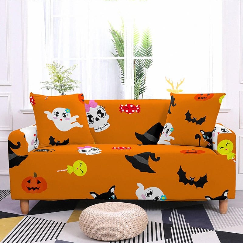 Housse de canapé extensible avec motif Halloween coloré
