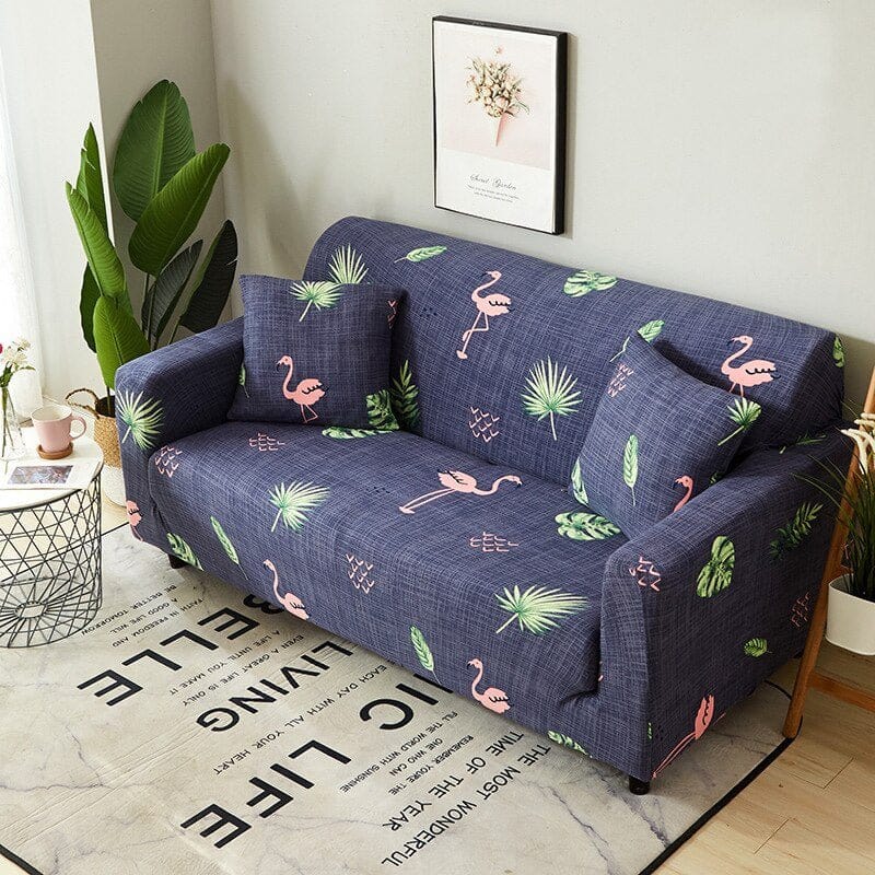 Gros plan sur tissu extensible beige d'une housse de canapé