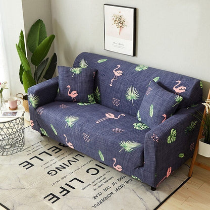 Gros plan sur tissu extensible beige d'une housse de canapé