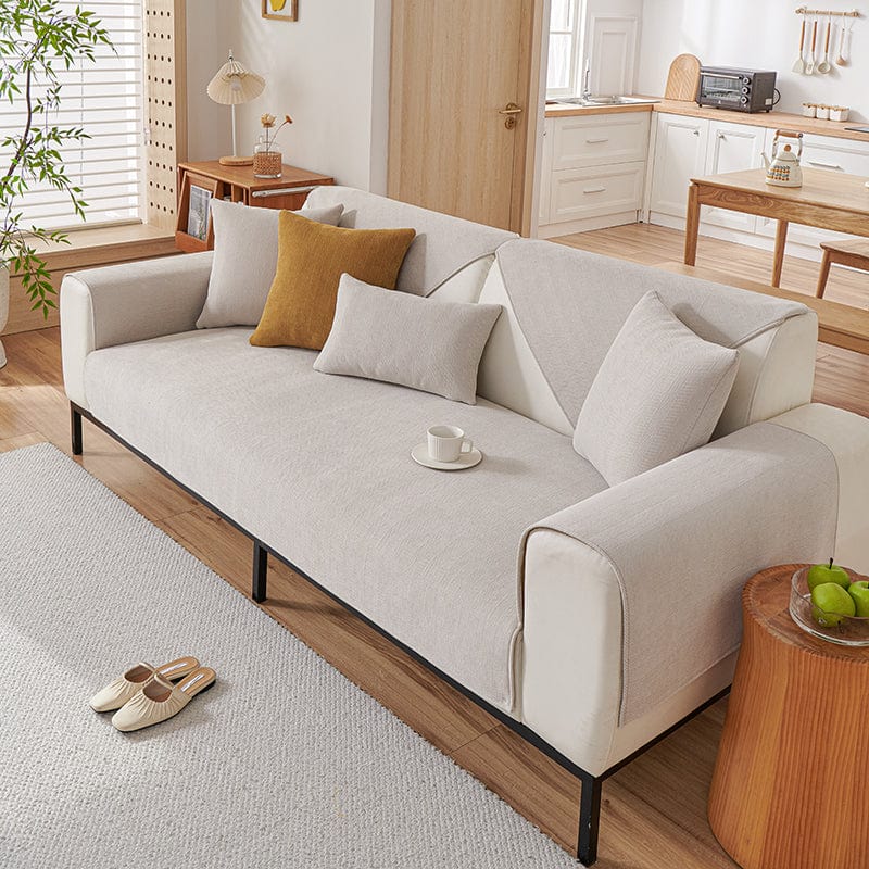 Détail de la texture veloutée du tissu chenillé antidérapant