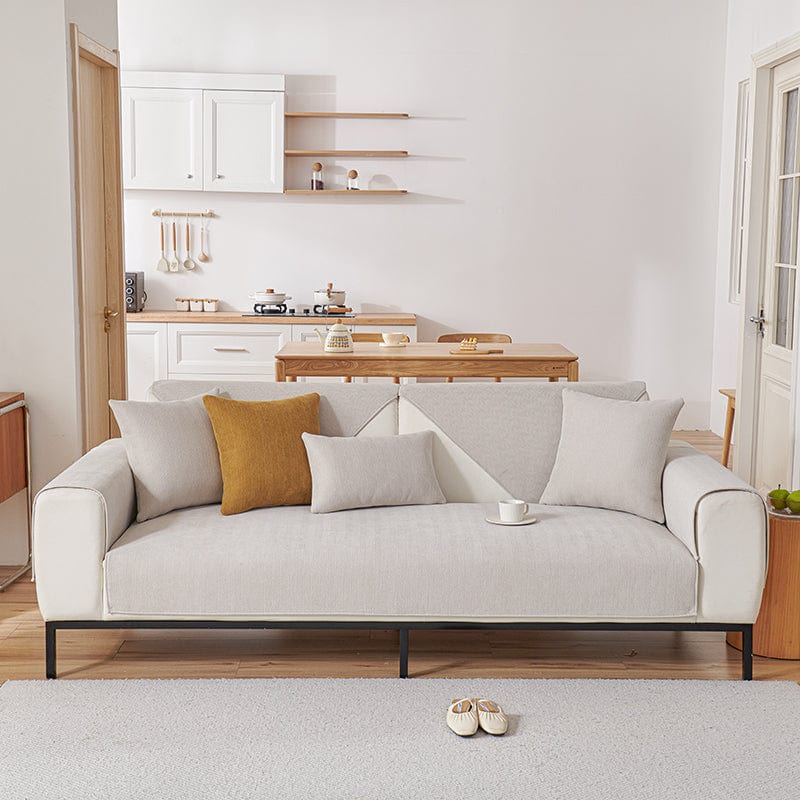 Zoom sur la finition élégante et raffinée du tissu chenillé