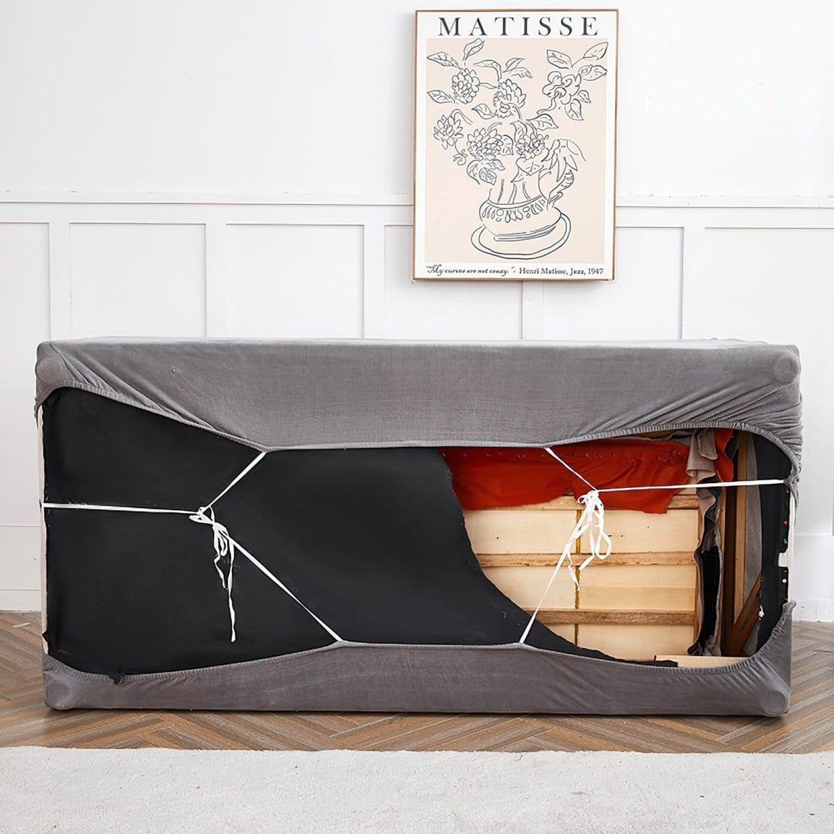 Housse extensible en velours, s'adaptant à un canapé