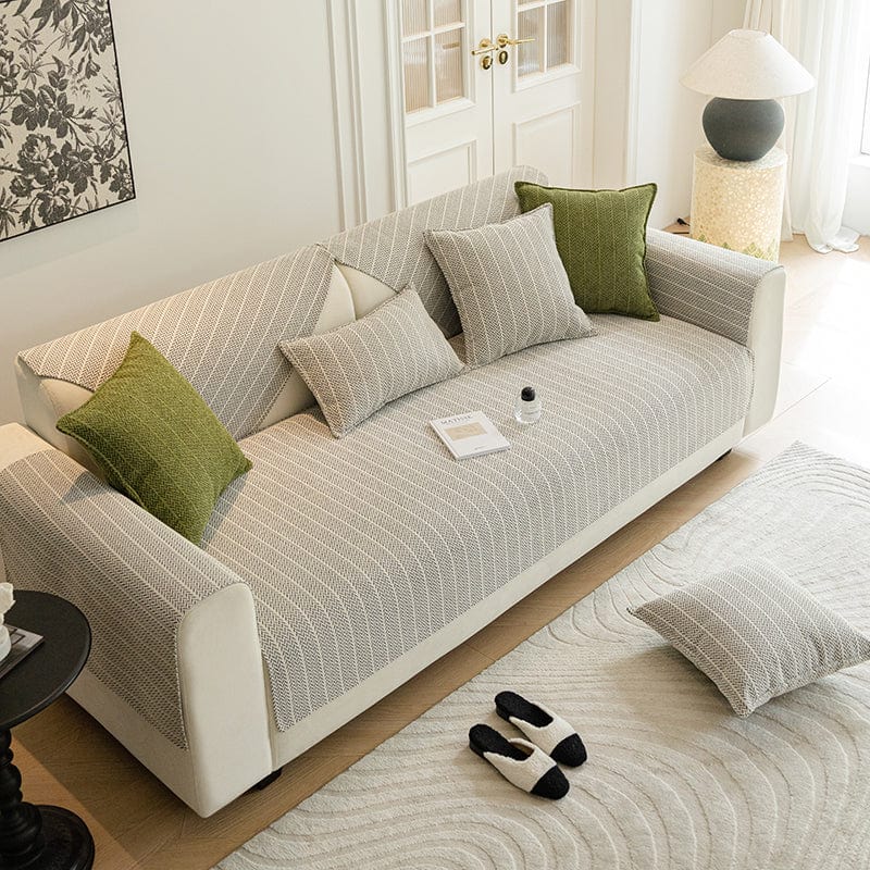 Housse de canapé grise avec motif chevron élégant