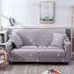 Housse extensible grise, ajustement parfait sur canapé panoramique