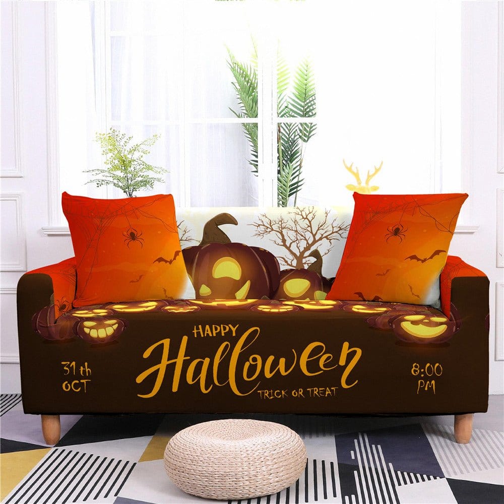 Housse de canapé extensible à motif Halloween, vue de face