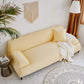 Détail du tissu jacquard déperlant jaune pâle sur canapé