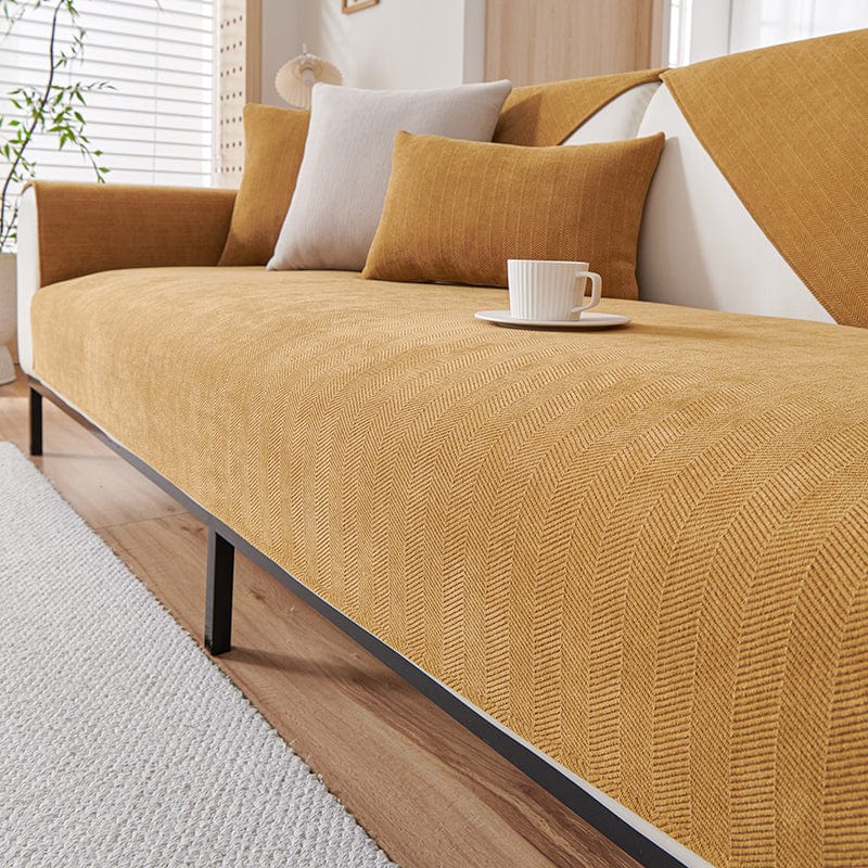 Gros plan sur la texture veloutée du tissu chenillé