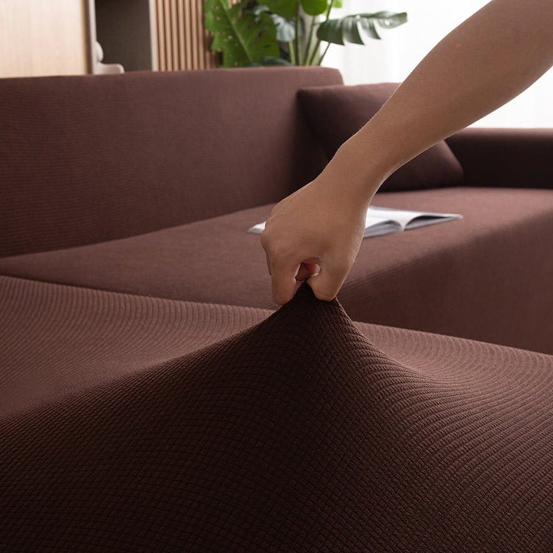 Zoom sur la texture jacquard marron résistante aux liquides