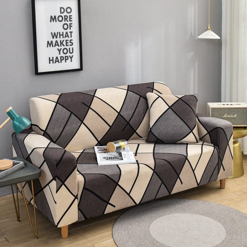 Gros plan sur le tissu extensible marron de la housse