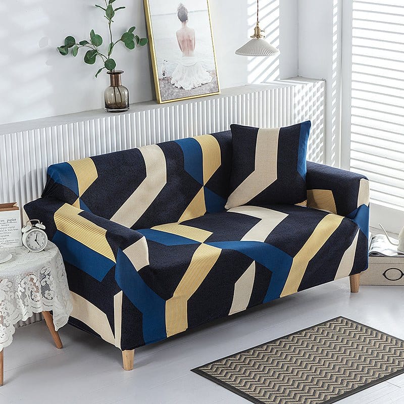 Détail du tissu extensible beige sur canapé