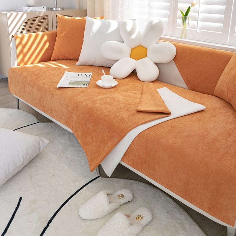 Housse imperméable orange adaptée aux canapés avec animaux