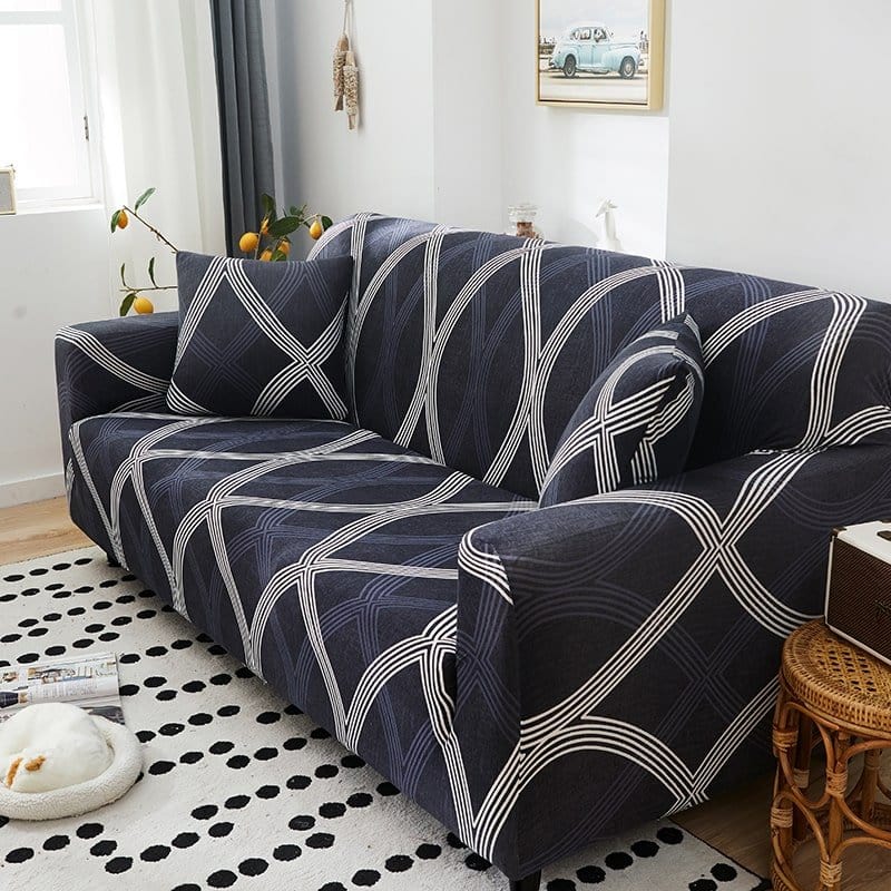 Gros plan sur le tissu extensible de la housse de canapé