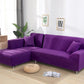 Housse extensible pour canapé violet sur un canapé moderne