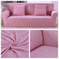 Housse de canapé rose extensible sur canapé droit