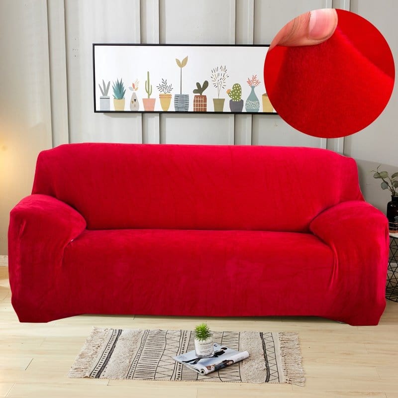 Gros plan sur la texture veloutée d'une housse rouge
