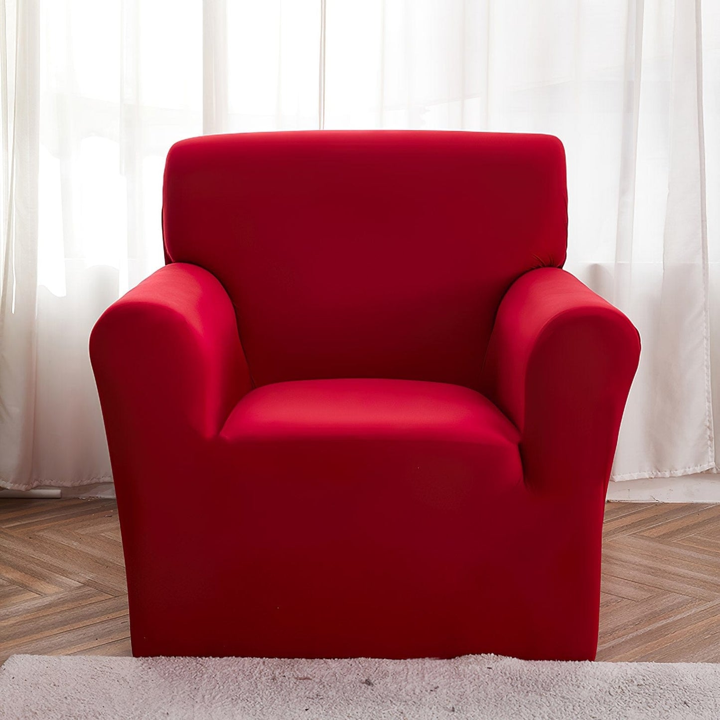 Illustration de la facilité d'installation de la housse rouge