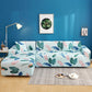 Housse de canapé extensible avec motif feuillage bleu