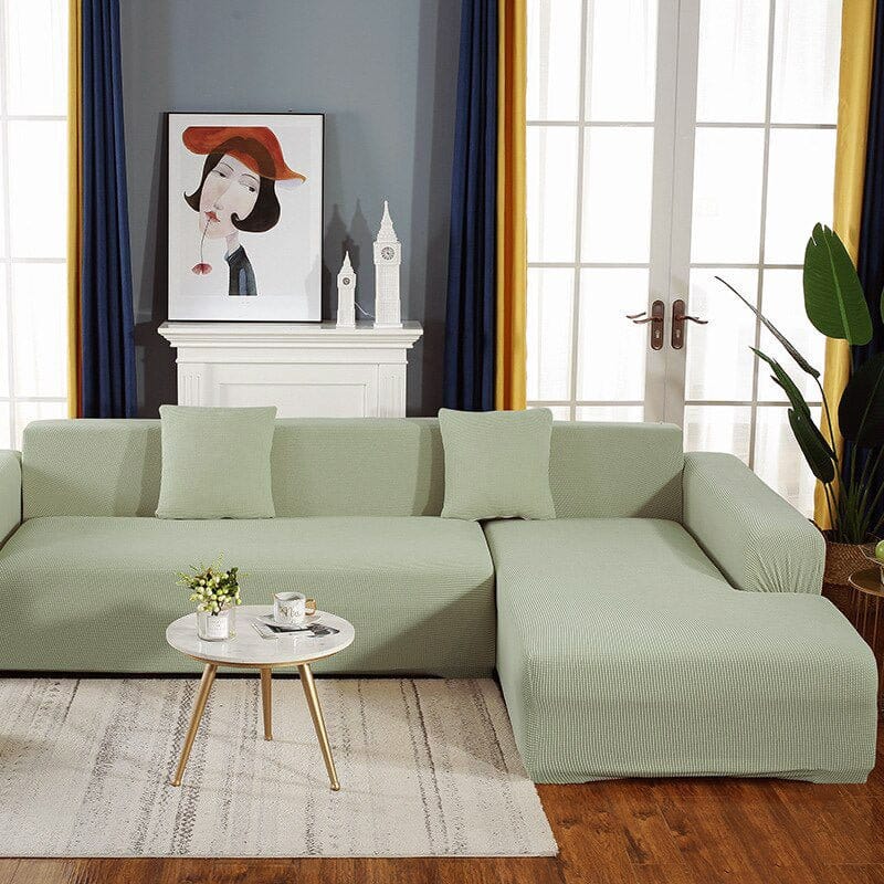 Housse de canapé verte en jacquard, vue de face