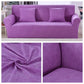 Housse extensible violette sur canapé droit, vue de face