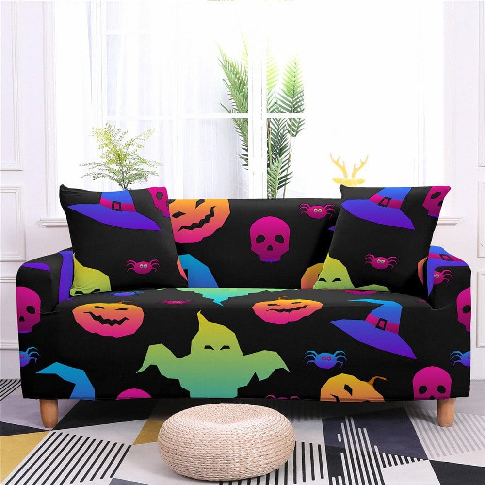 Housse de canapé extensible avec motif Halloween, vue de face